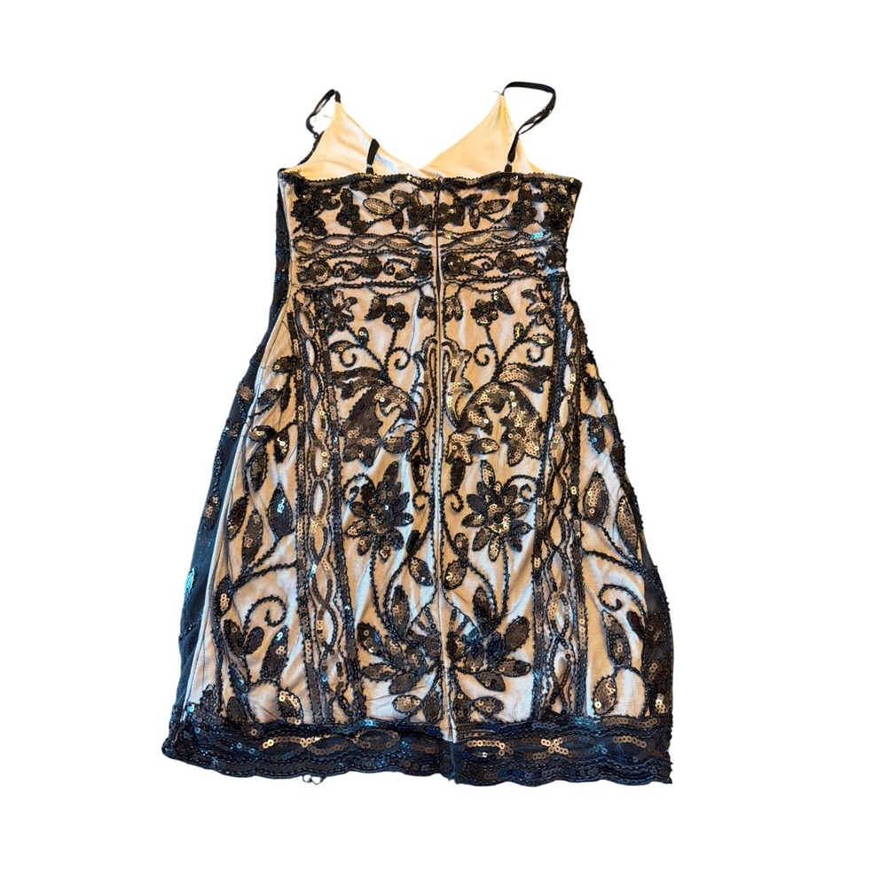 Lulus Dress Black Nude Sequin Beaded Mini Floral Art Deco Flapper 618216021 S - Picture 6 of 8